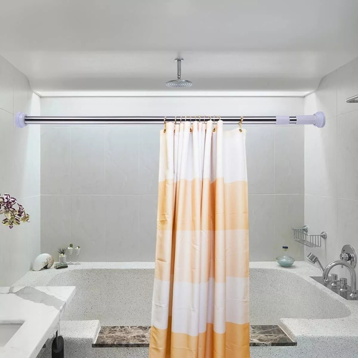 Barra Extensible 110-200cms Cortina De Ducha Acero Cromada