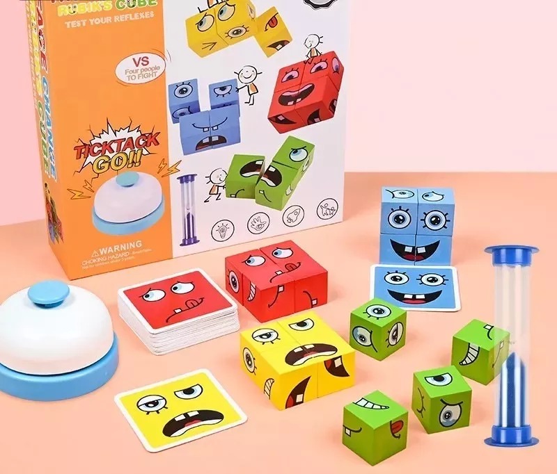 Juego De Puzzle Cubos Didáctico Expresiones Y Emociones