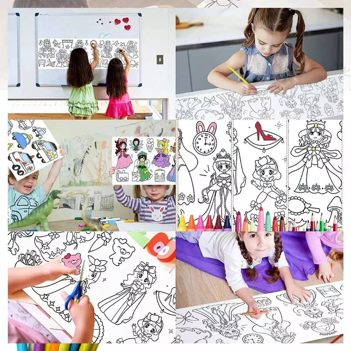 Rollo De Papel Para Colorear Dibujo Para Niños,manualidades