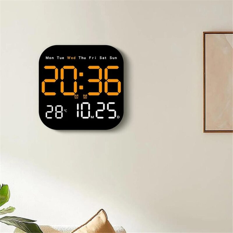 Reloj Digital De Pared Cuadrado Con Control Led