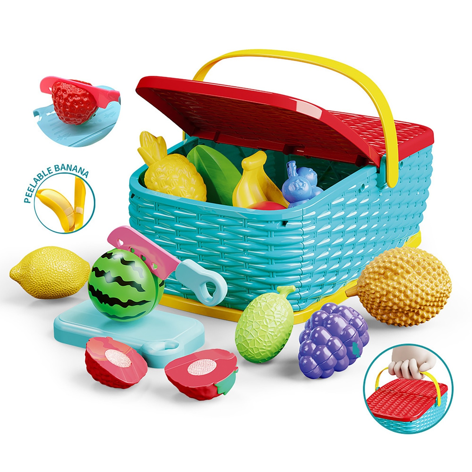 Juguete Didáctico - Set De Frutas Con Velcro Para Cortar