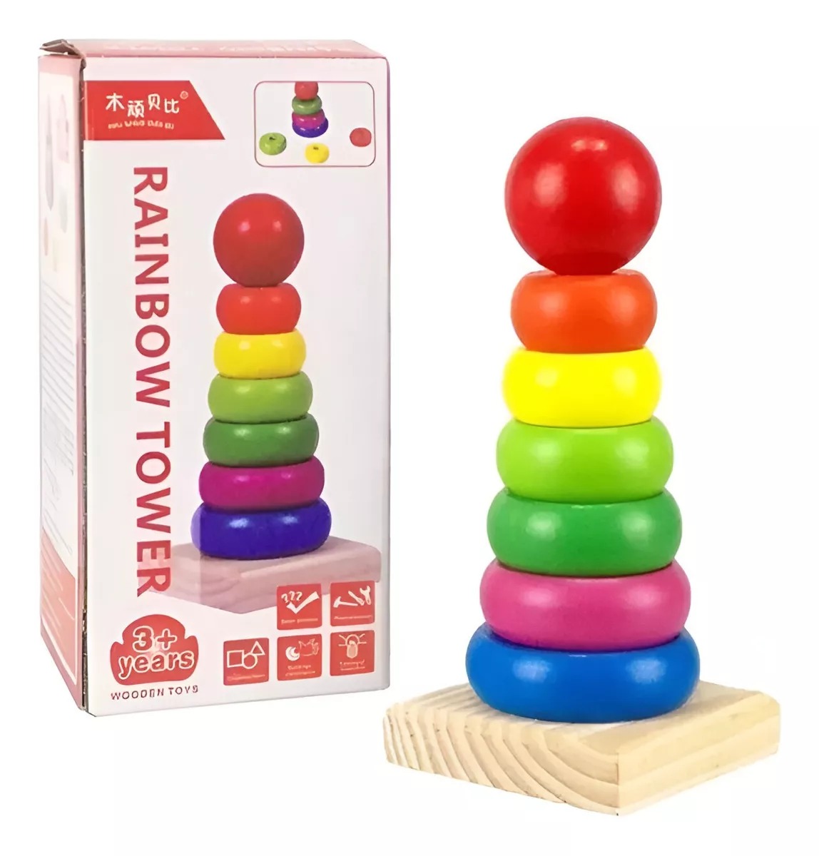 Torre Madera Juego De Encaje Didactico Metodo Montessori