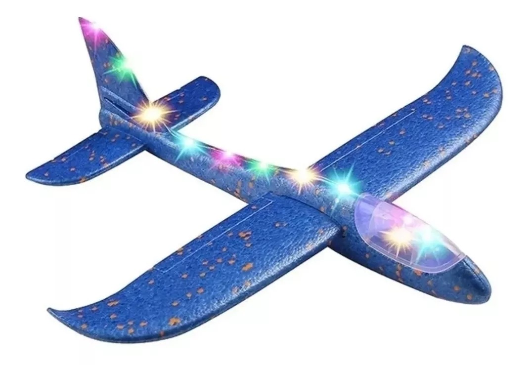 Pack X 6 Aviones Planeador De Plumavit Con Luces Led Surtido