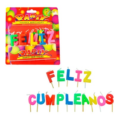 Velas Feliz Cumpleaños Colores Fiesta Vela Torta Pastel Even