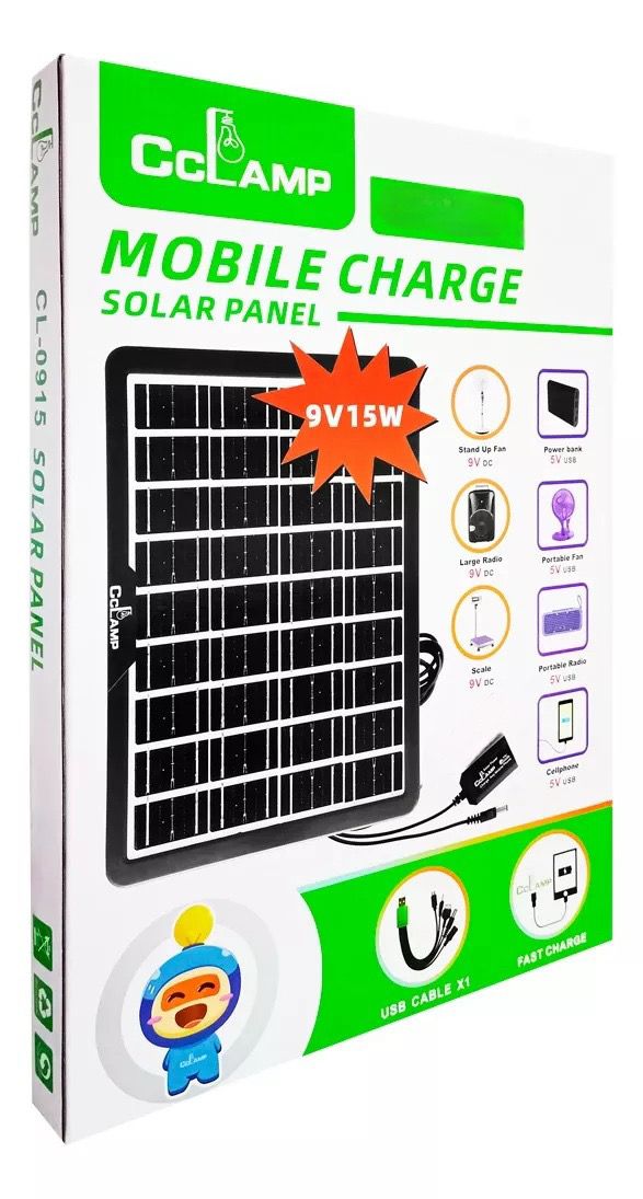 Panel Solar 15w 12v Portátil Puerto Usb Cargador Celular