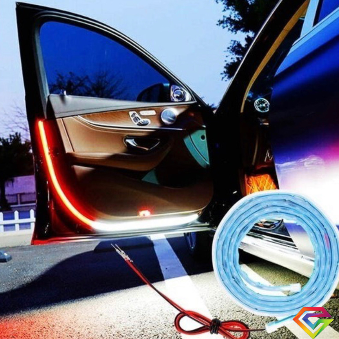 Tira de luces LED para automóvil 4 tiras de luz LED impermeables de 24  pulgadas tira interior ámbar luces LED para automóvil con cinta adhesiva y